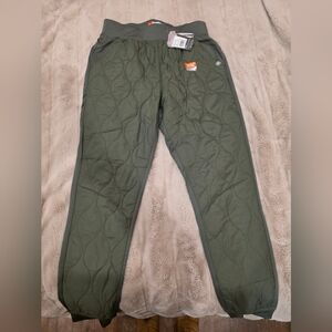 Kids Quilted Olive Green Jogger Pants